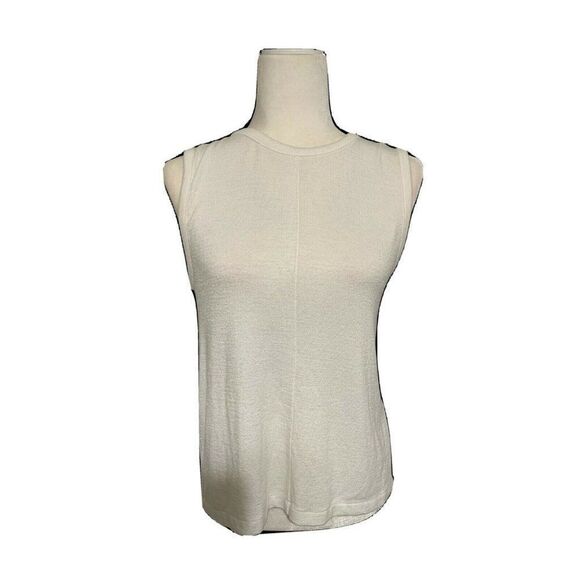 rag bone womens solid Crew Neck white sweater tank top open back small - Picture 1 of 6